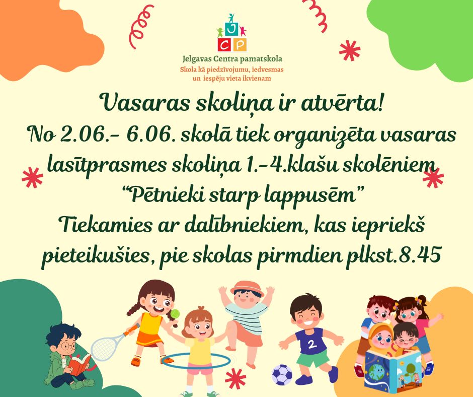 Lasītprasmes vasaras skoliņa 1.-4.klasei.
